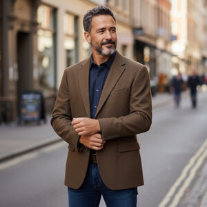 48L Wool & Cashmere Oscar De La Renta Chocolate Brown Blazer 2 button Lithuania